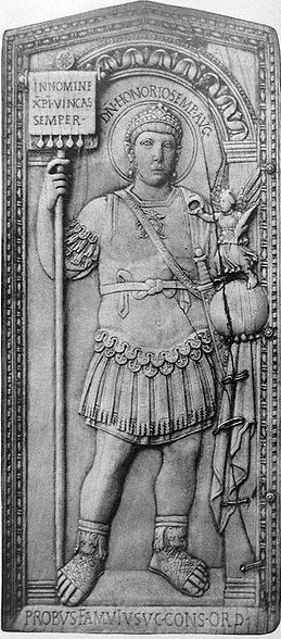 Honorius  Roman Emperor, ca. 406 detail from consular diptych of Probius Anicius, Cattedrale di Aosta  